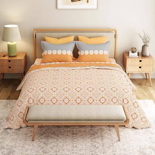 Image of Mytrident Bedsheet for Double Bed King Size |108 inch x 108 inch | Meadow Brown | 120 TC Flatsheet with 2 Pillow Covers| 100% Cotton Bedsheet for King Size Bed | Everyday Collection