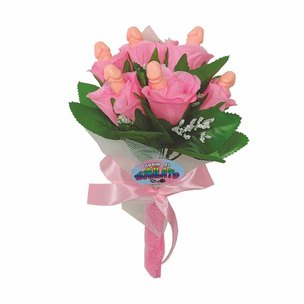 Bouquet di fiori rosa da sposa con piselli per la festa sexy di addio al nubilato gadget per adulti hot party 18+