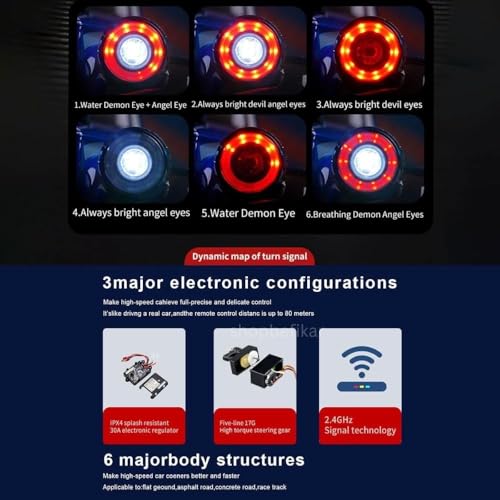 Image of Samtop Rc Drift Cars for Adults, 1 /16 Remote Control Car, 35Km /h High Speed Fast RC Car for Adults, 2.4GHz with 7 Modes LED Lights Racing RC Drifting Car, Multicolor