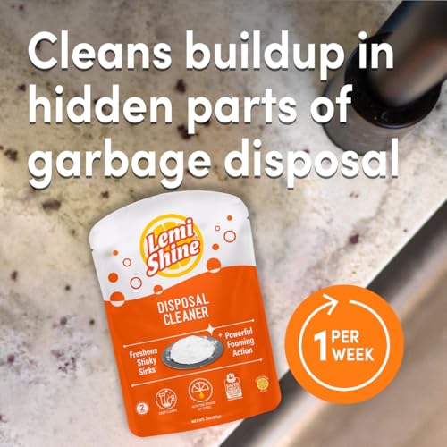 Image of Lemi Shine Garbage Disposal Cleaner and Deodorizer Powered By Citric Acid | Foam Cleaner For Kitchen Garbage Disposal with a Natural, Fresh Lemon Scent (2 Count)