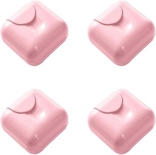Jiecikou Paquete de 4 cajas de jabón de viaje a prueba de fugas, contenedor para jaboneras hechas a mano, color rosa y rosa
