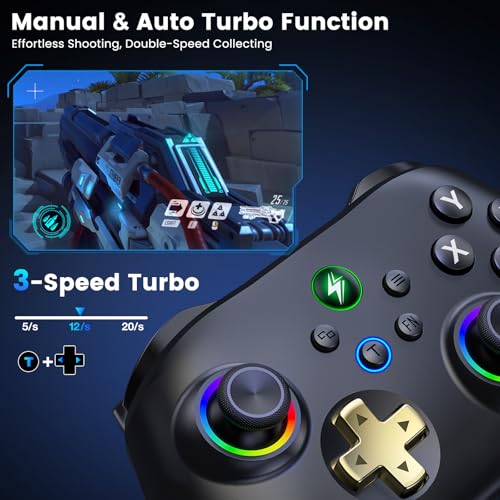 Image of Wireless PC Gaming Controller - Hall Effect Joystick - No Drift, 2.4G & Wired 1000Hz Polling Rate, Remappable Buttons, Turbo & Vibration, Bluetooth Gamepad for PC /Switch /iOS /Android with Charging Dock