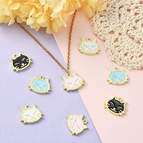 Stiesy 40Pcs 4 Colors Enamel Cat Charms Pendants Kawaii Kitten Charm Cute Animal Dangle Charms for Jewellry Making Bracelets Crafting - Image 4