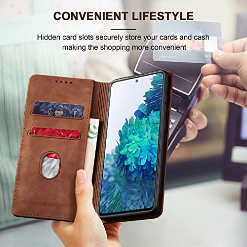 Image of Jasonyu Flip Wallet Case for Samsung Galaxy S20 FE 5G,Brown