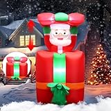 Weihnachtsmann Aufblasbar, Utomatische Heben und Senken Aufblasbarer Weihnachtsmann mit LED-Lichter, 155cm Aufblasbare Weihnachtsdeko für Outdoor Indoor Haus Haus Tür Hof Rasen Garten