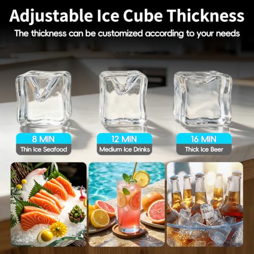 Image of 100Lbs /24H Commercial Ice Maker, 30Lbs Storage with Self-Cleaning