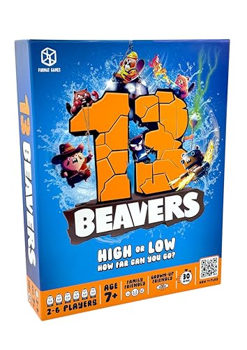 Format Games 13 Beavers Board Game - The Riveting Beaver Journey, Family-Friendly Card Guessing Adventure, Ever-Changing Gameplay! Ages 7+, 2-6 Players, 30-45 Minute Playtime, Made