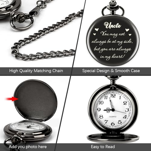 Image of Uncle Gifts for Fathers Day Birthday Retirement Xmas Valentines Day Gifts for Uncle Godfather Engraved Pocket Watches
