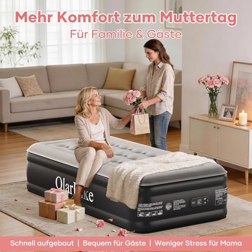 OlarHike Luftbett 1 Person, Bett, Luftmatratze Selbstaufblasend mit integrierter Pumpe, Gästebett, Gästematratze, Matratze 90x200, für Muttertag Gäste, Camping oder Heimgebrauch - 90 x 200 x 46 cm