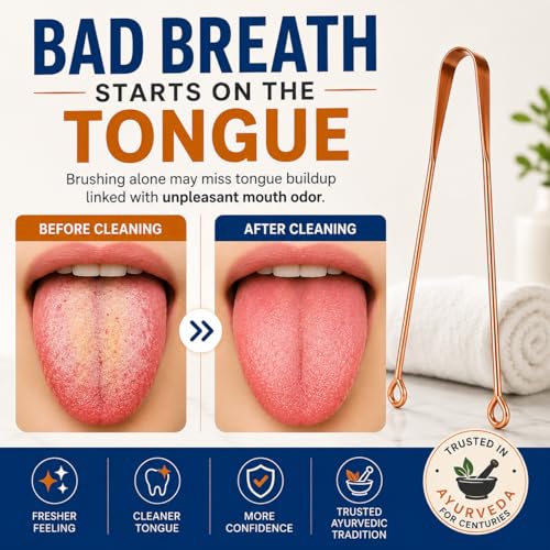 Image of Natruveda Copper Tongue Scraper - 2 Pack Pure Copper Tongue Cleaners for Adults & Kids | Ayurvedic Metal Tongue Cleaner | Includes 20g Herbal Neem Toothpaste | 30-Day Satisfaction Guarantee