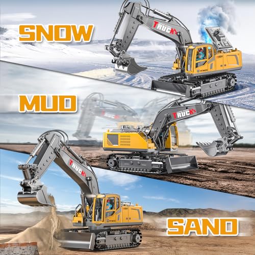 17CH Remote Control Excavator Construction Toy for Boys - 2400mAh RC Excavator Toy with Metal Shovel/Spray/Lights/Sounds, RC Digger Construction Vehicles Toys Excavator Toys Gift for Boys 8-12 Yr Old by BLUEYAK - Image 8