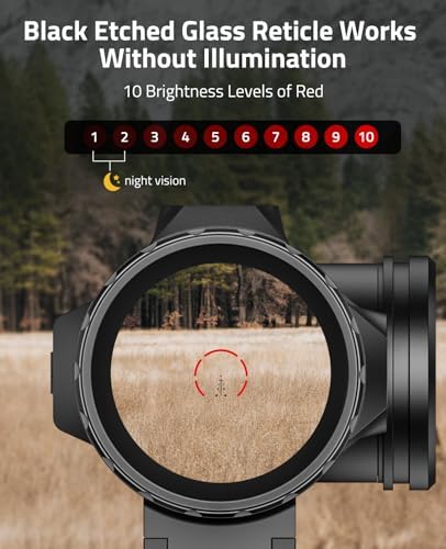 CVLIFE Compact Prism Scope with Motion Awake Technology, 10 Levels Red Illuminated BDC Reticle, Electronic Button Control, Fully Multi-Coated Lenses, Two Height Settings - 3
