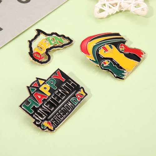 Image of African Brooches for Women Juneteenth Brooch Pins Enamel Black History Africa Map Brooches Black Queen Power Fist Lapel Pins Black History Month Juneteenth African Jewelry Accessories Outfits Party Favors Gifts
