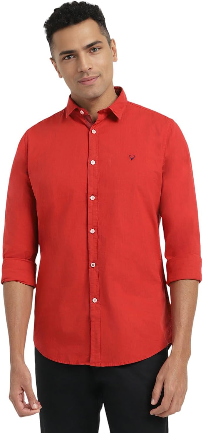 Allen Solly Men's 100% Cotton Shirt | Long Seelves | Slim Fit Casual Shirt for Men