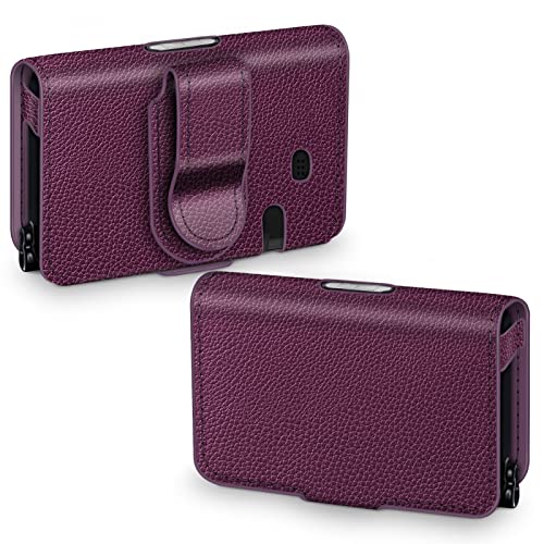 MEDMAX Funda de Cuero PU para Tandem T:Slim X2 / T:Slim Bombas de insulina, Ligera Estuche de Transporte para Diabéticos con Clip para Cinturón, (Púrpura)