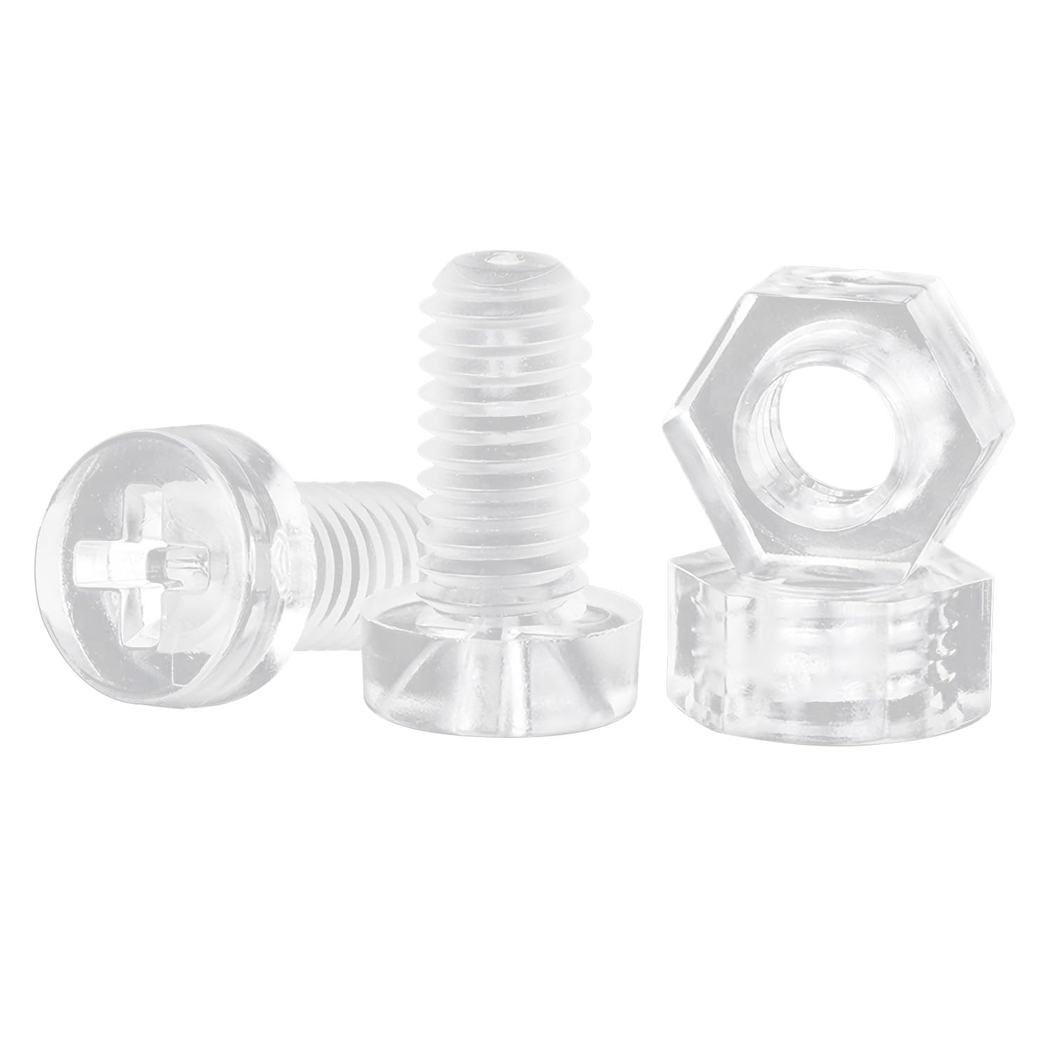 Qrity 20 Pezzi Viti Bulloni e Dadi Kit M3x15mm Viti a Croce, M3 Dadi Esagonali, Plastica Acrilica Trasparente, per Macchinari, Elettronica