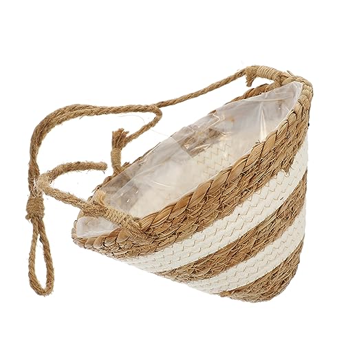 Sosoport Outdoor Hanging Planter Woven Rope Basket Small Hanging Basket for Plants
