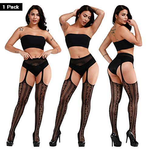 DRESHOW Fishnet Suspender Pantyhose Stockings Hight Waist Tights Thigh High Pantyhose3
