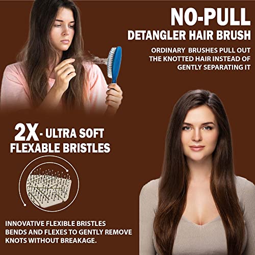 Hair Brush Set For Women - Fiora Naturals Hair Detangler Brush, Round Brush, And Comb Set - Bio-Friendly Hairbrushes For Detangling And Blow Drying - For All Hair Types, Natural, Fine & Curly. #TOP2