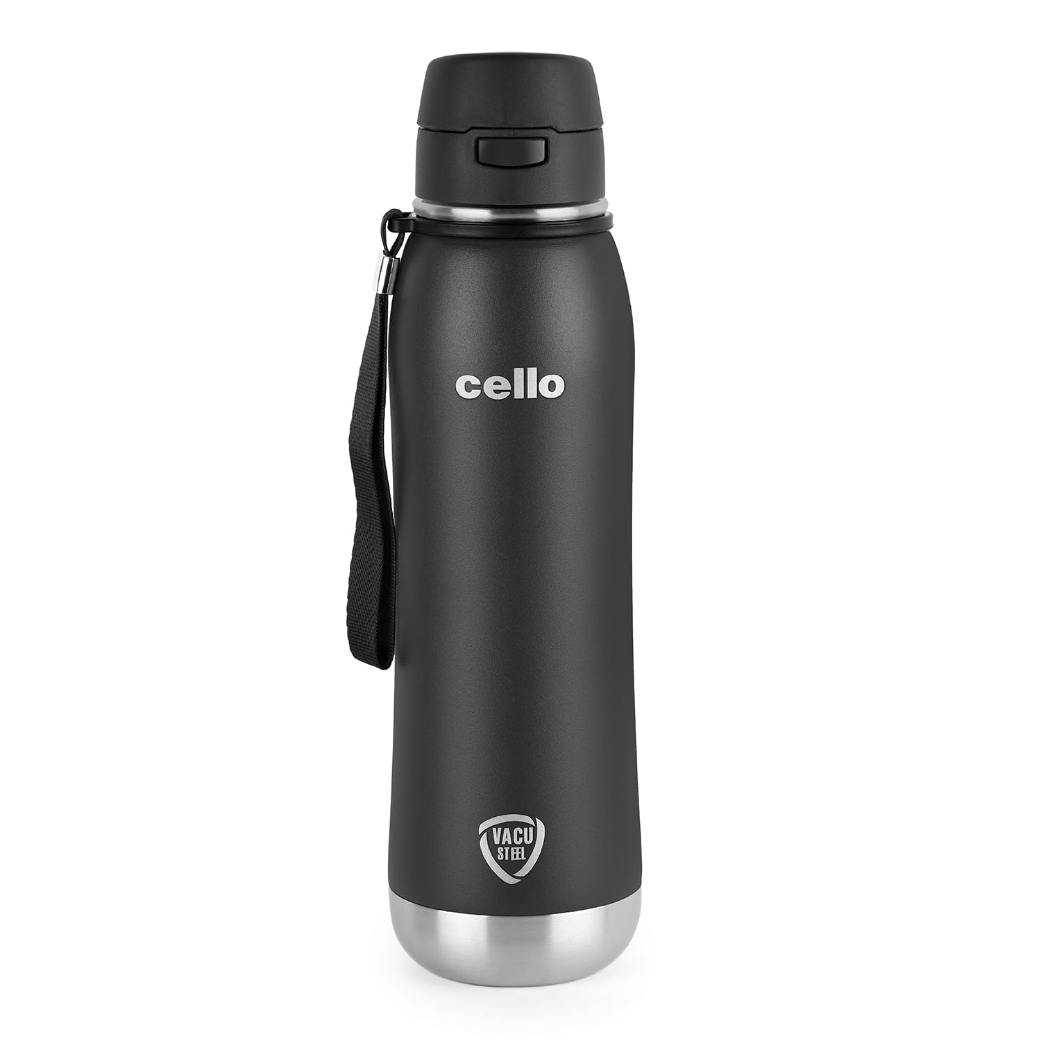 Cello Duro Ace Steel Vacuum Insulated Flask 600ml, Black | Hot and Cold Thermal Flask with Screw Lid | Double Walled Scratch Resistant DTP Coating Flask | Stainless Steel Thermos (B0C9J7QHTN) Amazon Price History, Amazon Price Tracker