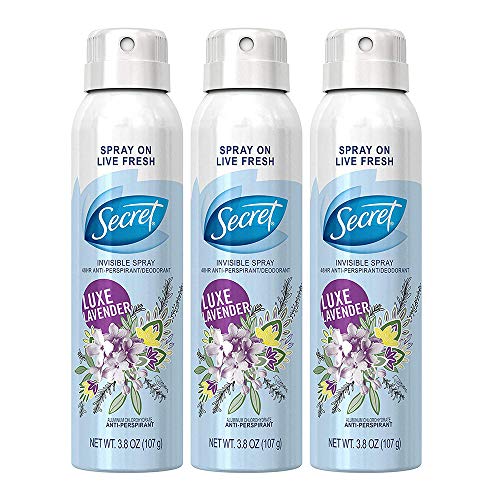 Secret Invisible Spray Antiperspirant and Deodorant, Luxe Lavender, 3.8 oz (Pack of 3)