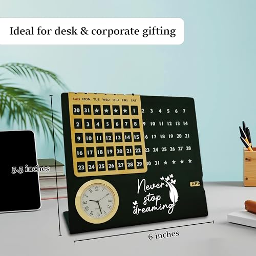 Image of Savri Stainless Steel Lifetime Infinity Calendar with Adjustable Month & Date | inchNever Stop Dreaming inch Engraved | Best Corporate Gift for Office, Employees, Clients | Birthday, Anniversary, New Year.