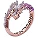 Ba30DEllylelly Bague en Diamant tête de Dragon dominatrice B Bague en Diamant plaqué Or Rose 18 carats, Cadeau d'anniversaire pour Les Femmes