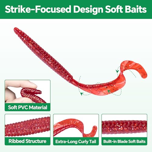 Image of Clearance Bionics-Designed Durable Soft Plastic Fishing Lures Kit with Bonus Accessories, 3 /4 /5 /6 Inch, 9-Type Lifelike Swimbaits in One Gear Set Included Tackle Box for Bass