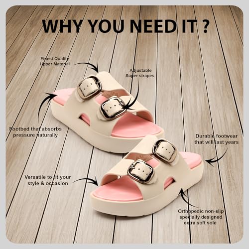 Image of RADIANCE Women Buckle Sandals with Super Soft Insole | Ergonomic Footbed | Lightweight | Skin-Friendly | Cushioned Sole | Trusted by Doctors l Latest, Stylish and Trendy Slip-Ons for Girls and Ladies