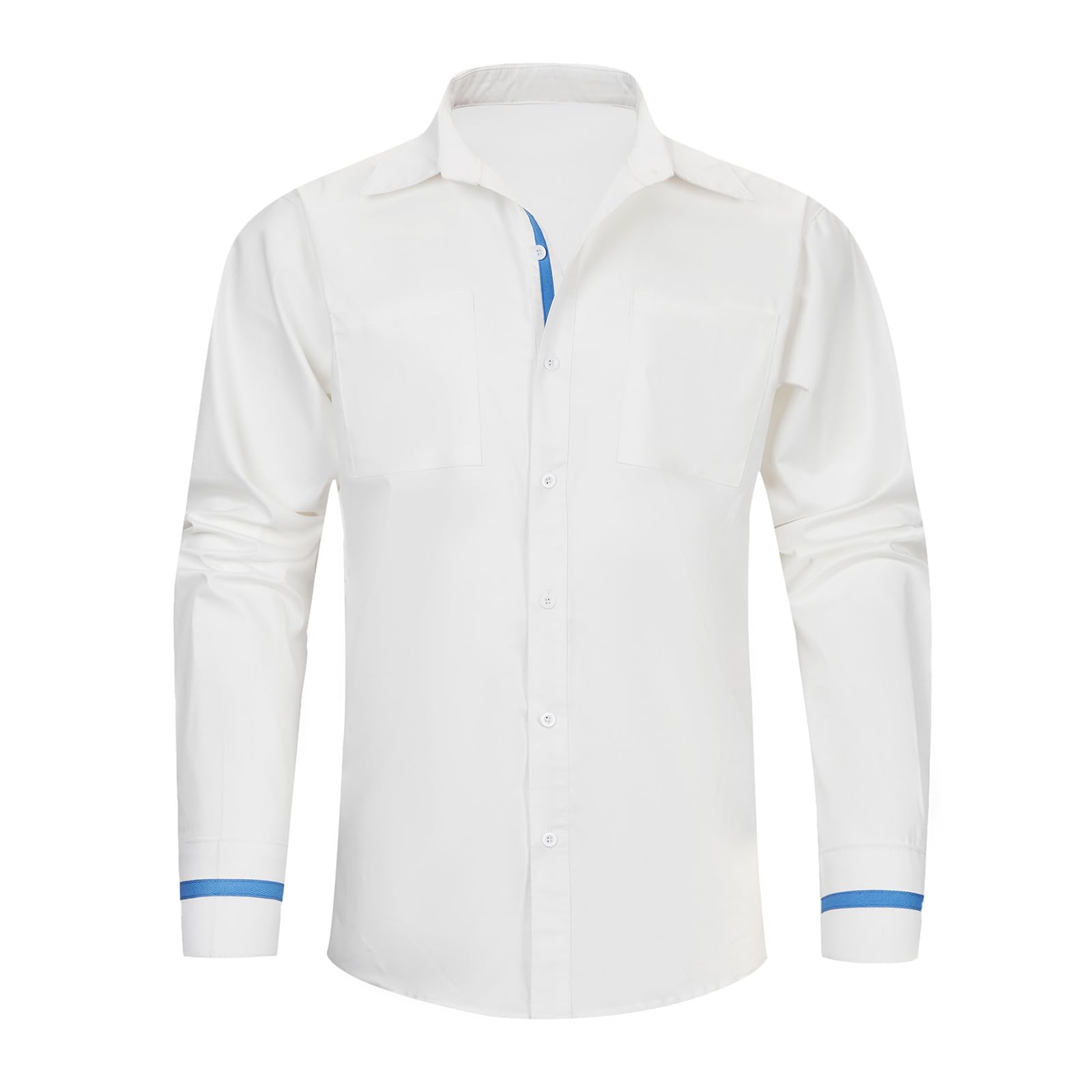 AOTORR Mens Shirts Long Sleeve Casual Contrast Stretch Regular Fit Button Down Shirt with Pockets