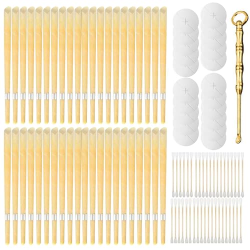 Bougies D’Oreilles,42 PCS Bougies Auriculaires,Bougie En Cire Auriculaire Avec 40 Cotons-Tiges, 21Disques De Protection,1 Cuillère,Bougie Oreilles...