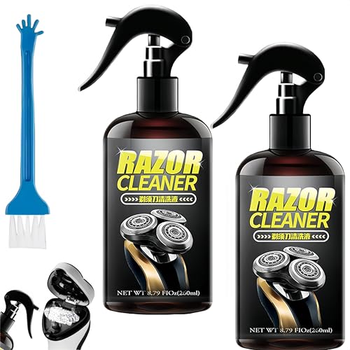 Spray nettoyant pour rasoir électrique universel avec brosse de nettoyage, lot de 2