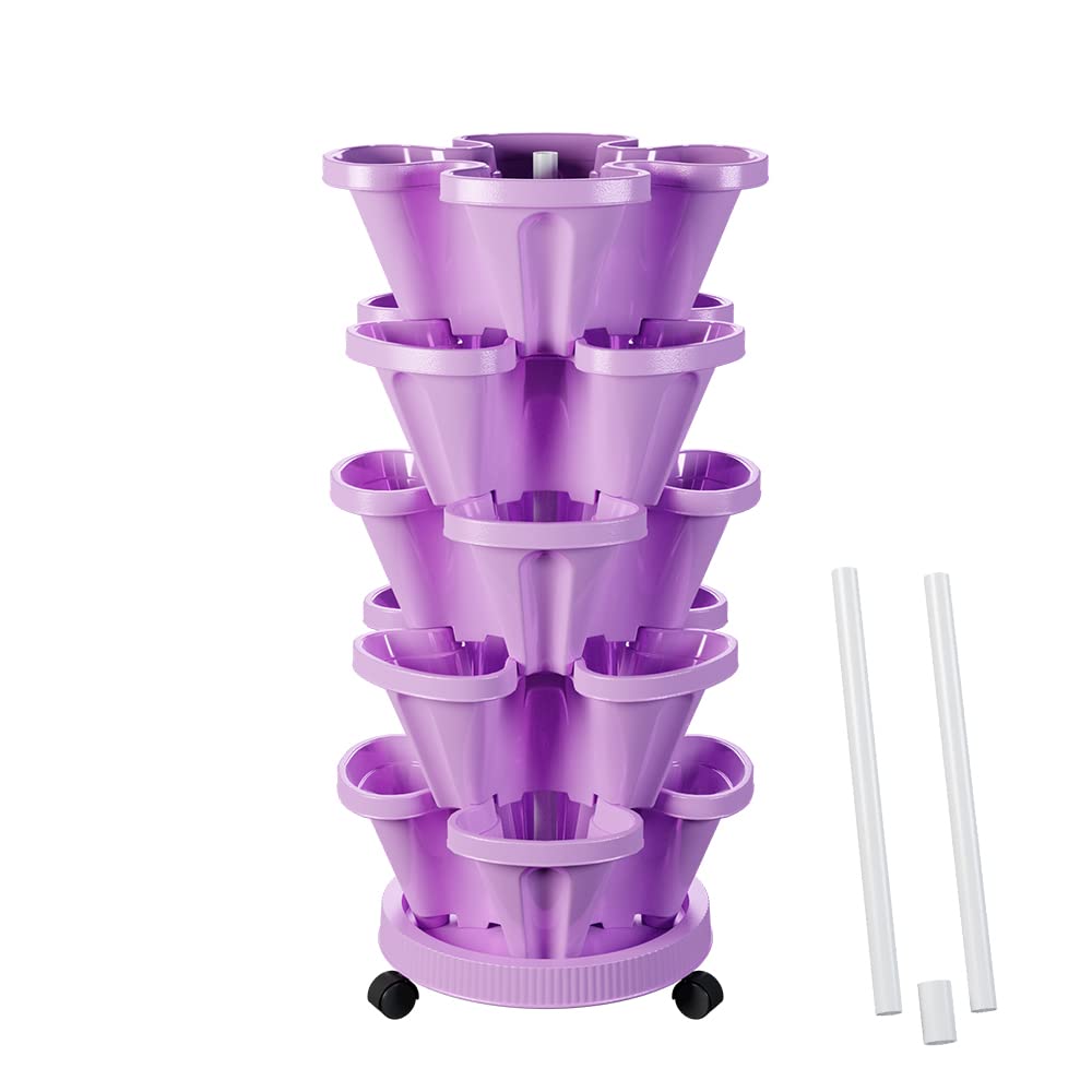 Tectsia 5-Tier Vertical Planter Tower Purple