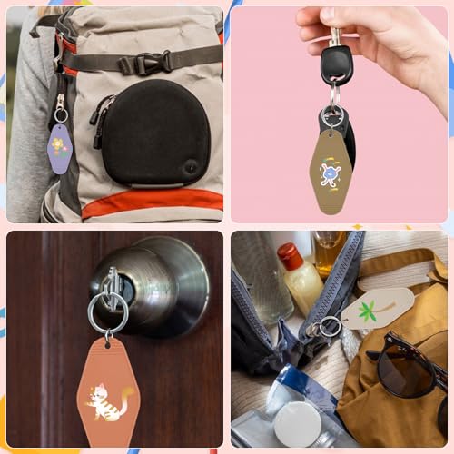 Image of LOTMER 20 /30 /40 /80 PCS Hotel Keychain Blank with Key Rings, 60 Colors Motel Key Chains for DIY Keychains