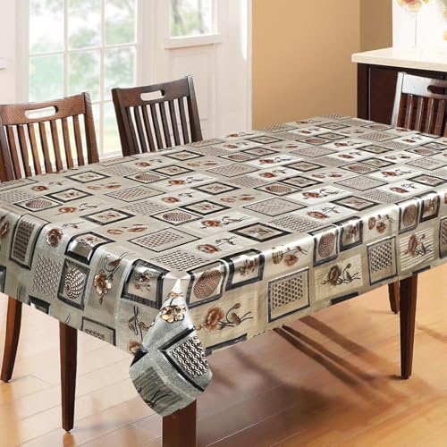 Image of Dakshya Industries PVC Waterproof Withoutlace Dining Table Cover (Size - 54X78 Inch) Rectangle 6 Seater Heat Rasistant, Gold Box