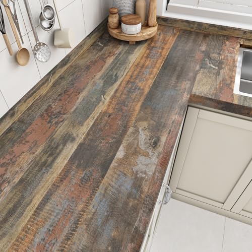 Comparison: Best Backsplash For Brown Cabinets 11 Wallercity Vintage Butcher Block Contact Paper for Countertops Vinyl Red/Brown Thick Waterproof Bathroom Wood Grain Peel and Stick Wallpaper for Cabinets Table Top Kitchen Backsplash 15.8''x78.7''
