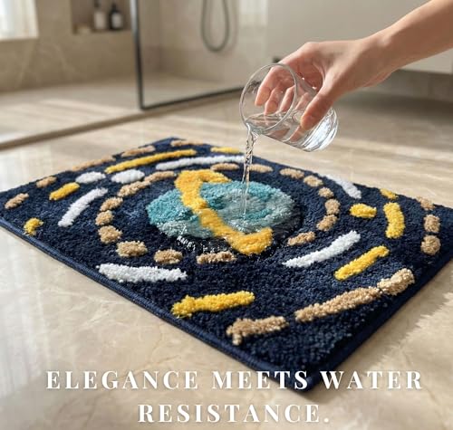 Image of HOMEKART Microfiber Bath Mat 2000 GSM, Super Soft & Absorbent Anti-Skid Bathroom Floor Mat, Quick Dry Door Mat for Bathroom, Bedroom & Kitchen (40x60 cm, Navy Blue) Pack of 1