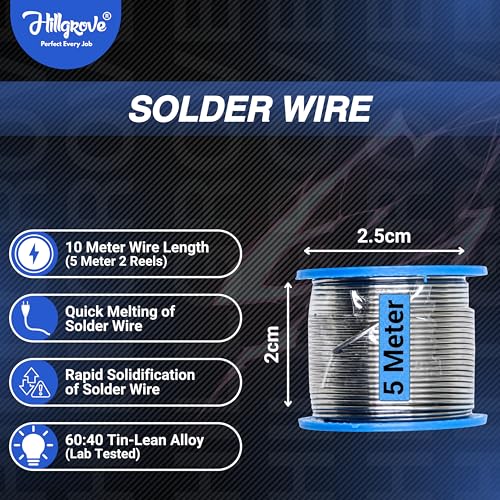 Image of Hillgrove 15 Meter Tin-Lead Alloy Soldering Wire (Quick Melt and Rapid Solidification with Good Tensile Strength) for and above 0 W Simple (Flat Tip)