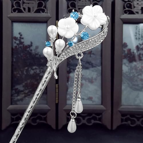 Image of SYGA 1 Piece Ancient Style Pearl Metal Hair Stick Crystal Rhinestones Hair Sticks Fashion For Women Girls (16 CM)