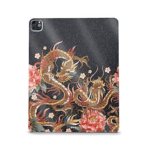 Image of MightySkins Carbon Fiber Skin Compatible with Apple iPad Pro 12.9 inch M2 6th Gen (2022) Full Wrap Kit - Stitch Dragons | Protective Durable Textured Carbon Fiber Finish | Easy to Apply | Made in The USA