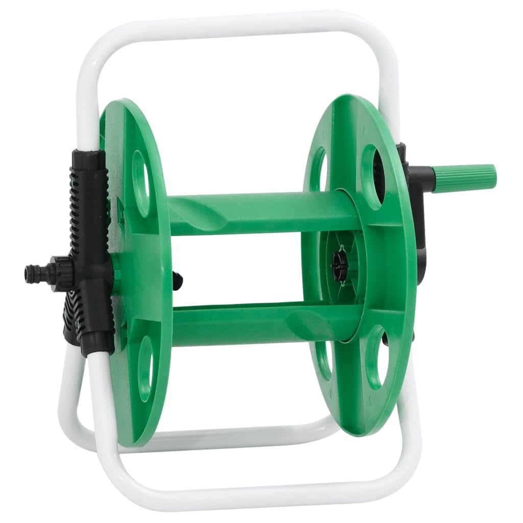 Enrouleur de tuyau autoportant en acier galvanisé pour tuyau d'arrosage de 45 m 1/2" avec manivelle, raccord sans pliage, peu encombrant et mobile pour jardin, terrasse, balcon