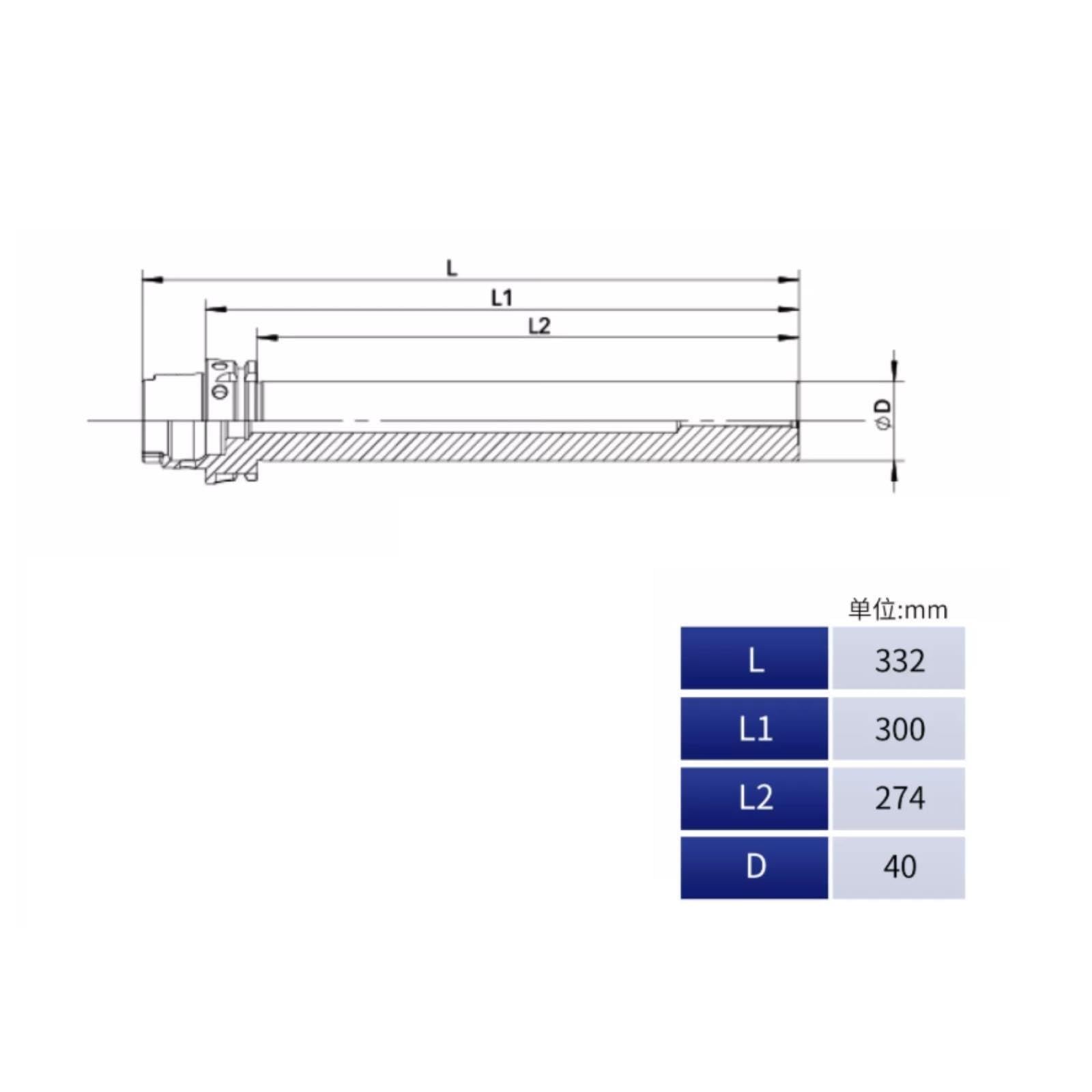 Barre d'essai de broche HSKA63-D40-300 ≤0,003