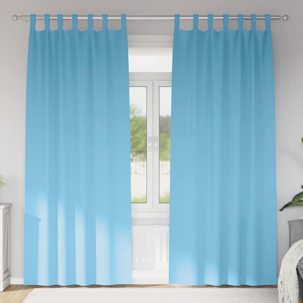 Lot de 2 rideaux occultants avec œillets, bleu ciel, 225 x 140 cm, en polyester, pour décoration de fenêtre, brise-vue et protection solaire pour salon, chambre à coucher, bureau