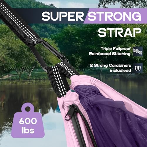Image of Camping Hammock Mosquito Net,Double & Single Portable Hammocks for Kids Hammocks with 2 Tree Straps,Hammock Tent for Travel Camping,Camping Accessories for Indoor Outdoor Hiking Backpacking