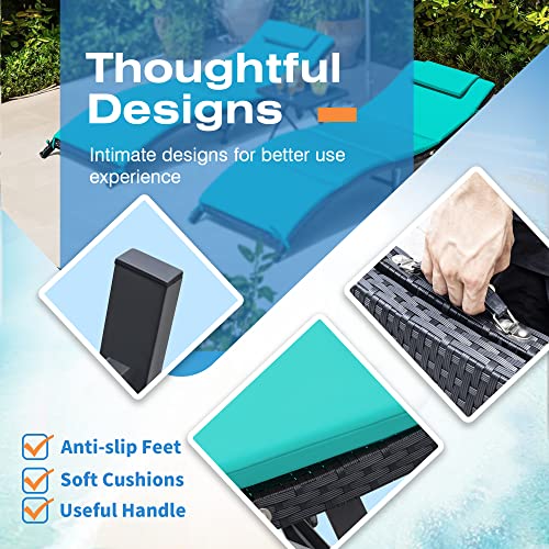 image for Homall 3 Pieces Patio Chaise Lounge Chair Sets Outdoor Beach Pool PE R