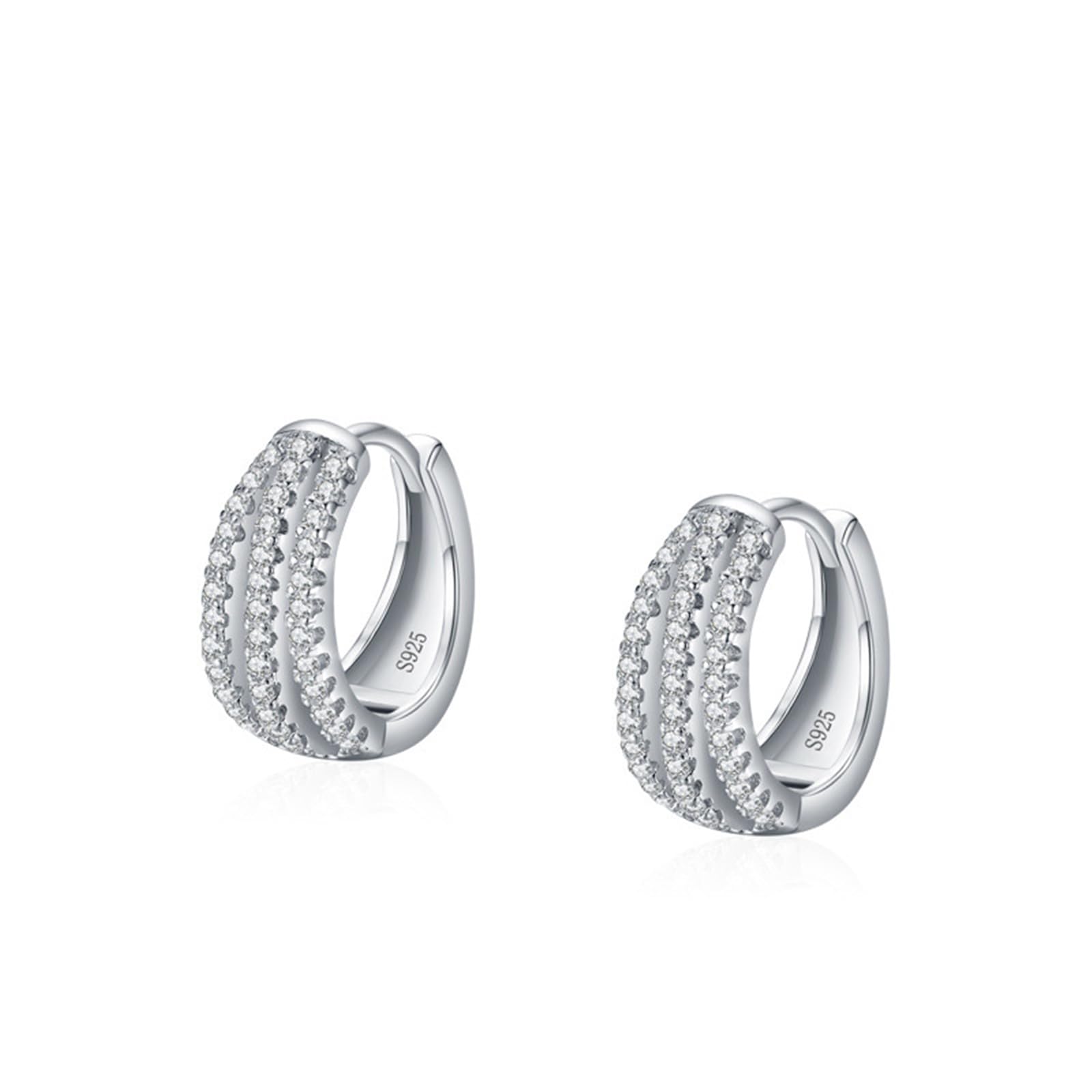 Pendientes de aro para mujer con circonita cúbica, redondos de plata con circonita cúbica, aretes diarios para mujer, plata de ley, adecuados para aniversario