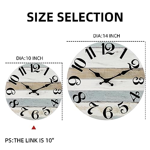 Image of KECYET Wall Clock 10 Inch Silent Non-Ticking Wall Clocks Battery Operated - Country Rustic Clock Decorative for Kitchen,Bathroom,Bedroom,Office