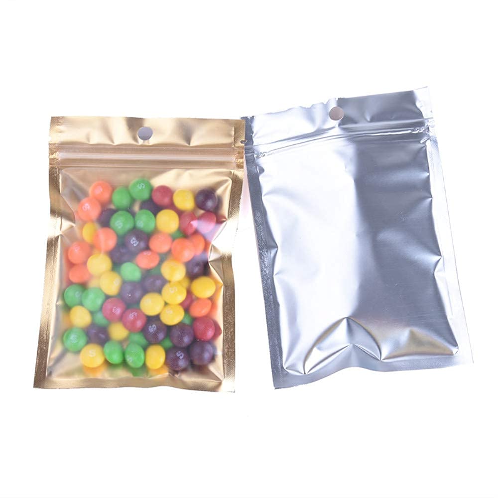 Bolsas con Cierre hermético, 100 Piezas de Papel Aluminio Mylar plástico autosellado(3.0x4.7 Inch)