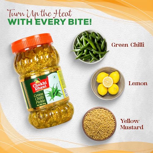 Image of Chokhi Dhani Green Chilli Pickle Pack of 2 (1kg Each) | Hari Mirch Achar | Spicy & Tangy Indian Pickle | Traditional Homemade Style | Veg