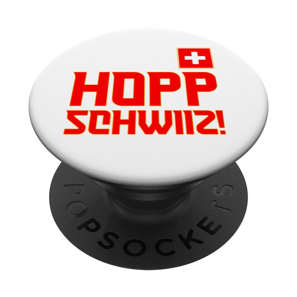 Hopp Schwiiz! Switzerland, Suisse, Schweiz, Sui, Swiss Flag PopSockets Swappable PopGrip, Black